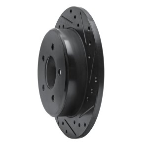 Chrysler Town & Country Brake Rotor (1) - Rear Right - R1 Concepts - Drilled & Slotted - Black - `97-`07